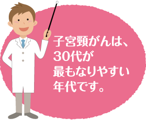 子宮頸がんは、30代が最もなりやすい年代です。