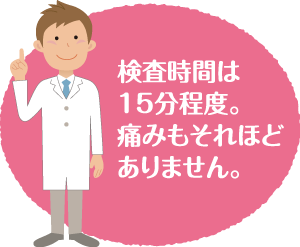 検査時間は15分程度。痛みもそれほどありません。